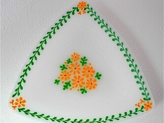 三角の花皿　(緑)の画像