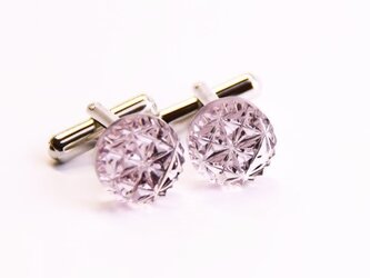 東京切子カフスボタン　麻の葉　Amethystの画像