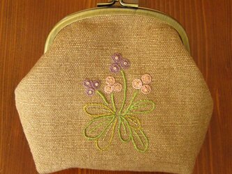 手刺繍・がまぐちポーチ(小花）の画像