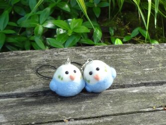 インコさん（水色）ストラップ　(1個の価格です)の画像