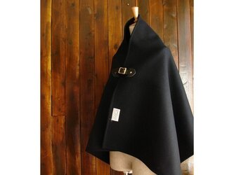 ブラックポンチョ レザーベルトカスタマイズ可 アルパカ混の画像