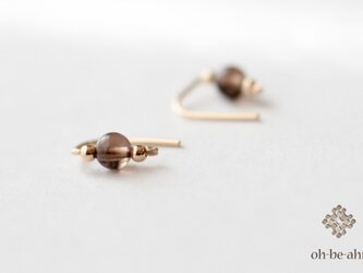 Round スモーキークォーツ14kgf - 『天然石の小さな 2way ピアス- dainty 』の画像