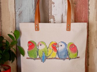 ふんわりコザクラインコのトートバッグの画像