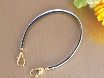 2トーンカラー 本革ストラップ (ネイビー × アイボリー)【幅3mm】ゴールド金具の画像