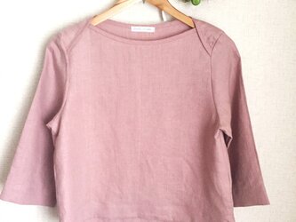 【ご予約商品】リネン　シンプルブラウス　グレイッシュピンクの画像
