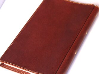 しおりポケット付きのレザー新書本カバー。の画像
