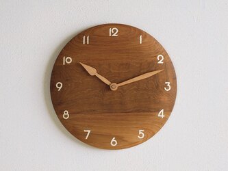 掛け時計 丸 チーク材14の画像