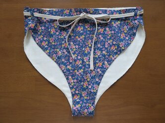 女神の和ぱんつ（ふんどしパンツ／深履き）紺色×デニムの紐の画像