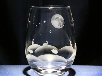 【月夜が楽しいうさぎたち】うさぎモチーフのタンブラーグラス ★名入れ加工対応品（有料）の画像