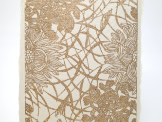 ギルディング和紙葉書　菊とススキ　黄混合箔の画像