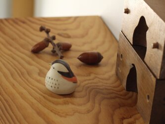 【暦鳥・秋】つぐみ 国産ヒノキの木箱入り※受注制作の画像