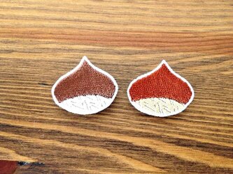 刺繍ブローチ　「栗」の画像