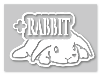 ＜+Ｒ＞うさぎステッカー・ぺったんこRABBIT・ たれ耳・ホワイトLの画像