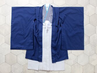 ◆羽織袴セット/紺縞/5歳【受注生産】の画像