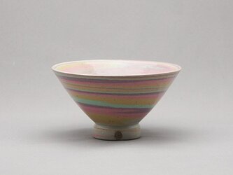 マーブル茶碗（ピンク紫緑黄白）の画像