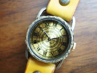 クラック ワールド ローマ Ｓサイズ　真鍮　イエロー　手作り腕時計の画像