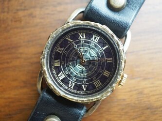 クラック ワールド ローマ Ｓサイズ　真鍮　ブラック　手作り腕時計の画像
