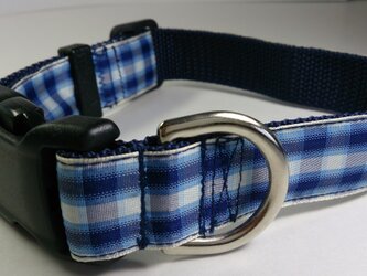 犬の首輪（中型犬～大型犬）チェック柄(紺系ｸﾞﾗﾃﾞｰｼｮﾝ)の画像