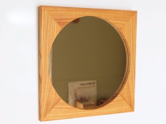 木製 鏡「四角に丸」欅（ケヤキ）材5　ミラーの画像