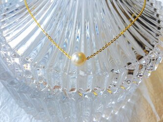 人魚姫の涙 宇和島産 あこや真珠の一粒ネックレス金色の画像