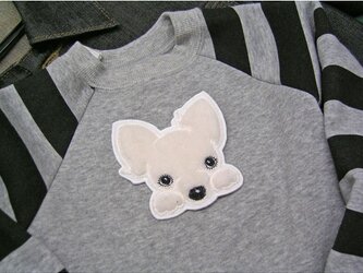 ★ちわわ★アップリケ刺しゅう★犬ワッペン★白の画像