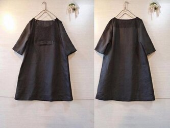XS～31号サイズ豊富●濃紺・黒リネン●Ａラインリボンワンピース●卒園卒業式入学式フォーマル冠婚葬祭●大きいトールの画像