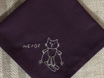 ハンカチ 猫の手刺しゅう(NEIGE)の画像