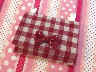 送料込み　ハンドメイド移動ポケット　シンプル　チェック　赤の画像