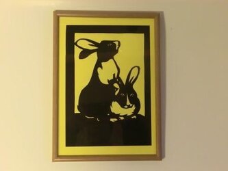 うさぎの切り絵の画像