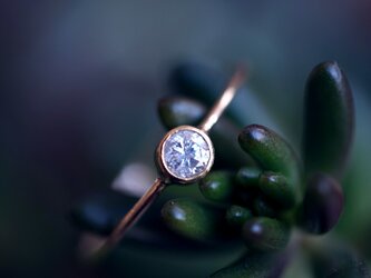 K18ダイヤモンドの3mmラウンドブリリアントカット覆輪リング　～Mariaの画像