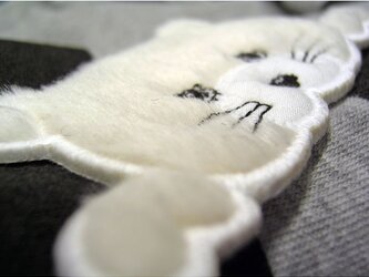 ★白猫★アップリケ刺繍★猫ワッペン★2の画像