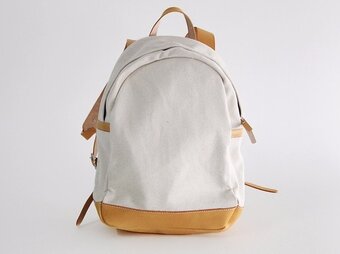 帆布+本革手作りのクラシックリュックサック