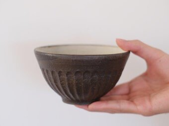 【再販】しのぎ黒茶碗・小の画像