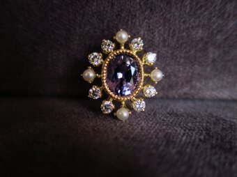 K18 Violet spinel Diamond Seed pearl Pendant　topの画像