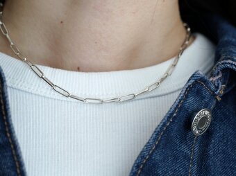 SILVER925 ロングチェーンネックレス 40cmの画像