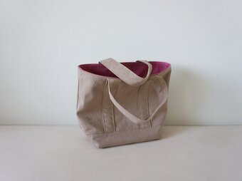 TOTE BAG -bicolor- (L) / pinkbeige × peachの画像