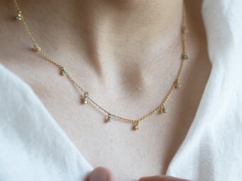 K18 Diamond and Paraiba Station Necklace