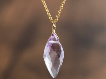 ✨2月誕生石✨ ピンクアメジスト＜ダイヤカット＞のネックレス（K14GF）