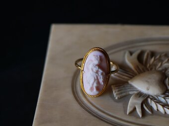 【FR-61】フランスアンティーク　K18　カメオリング　カメオ　指輪　アンティークジュエリー　