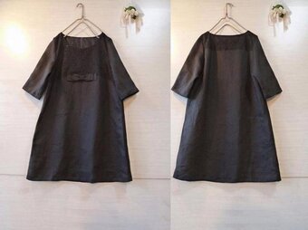 XS～31号サイズ豊富●濃紺・黒リネン●Ａラインリボンワンピース●卒園卒業式入学式フォーマル冠婚葬祭●大きいトールの画像