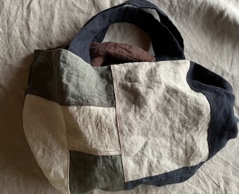 handmade⭐︎マチたっぷりビッグトートバッグ⭐︎ナチュラルリネン とくべつリネン 作家さんにも使ってもらいたいビッグトート パッチ