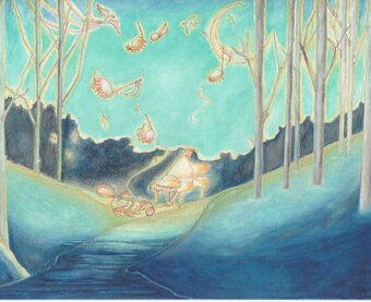 原画＊モネが夢見た青い睡蓮＊透明水彩画 | iichi 日々の暮らしを