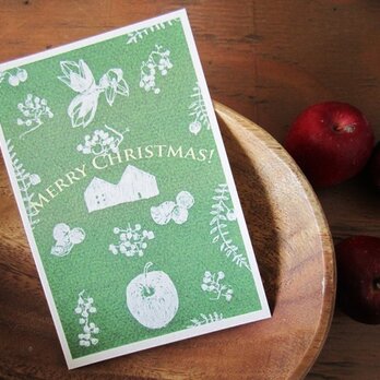 christmas 白い家と木の実1 / postcard 2枚組の画像