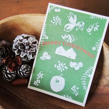 christmas 白い家と木の実 2 / postcard 2枚組の画像