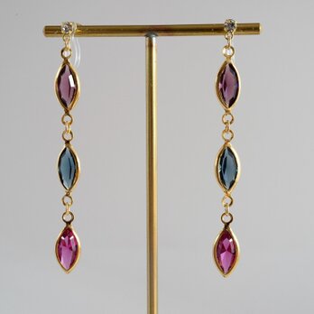 VINTAGE Glass frame earrings/pierce Deep ｍobettoの画像