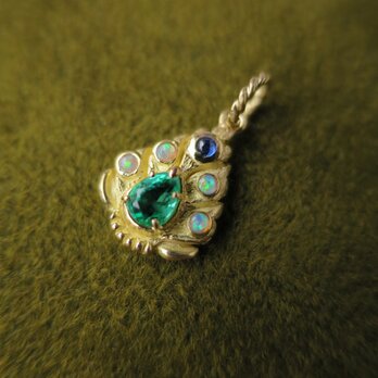 K18　Emerald・opal・sapphire  Pendantの画像