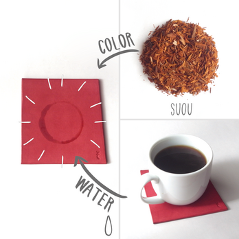 水じみをあそぶ。すおう染め革のコースター【kosuta / こすた】#草木染め革の画像