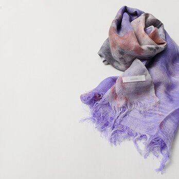 国産シルク100％手描き染めストール　red&purple&grayの画像