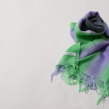 国産シルク100％手描き染めストール purple&green&gray-の画像