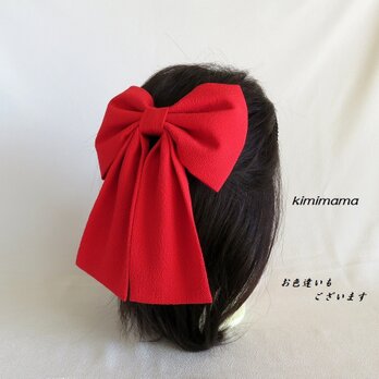 髪飾り 縮緬大リボンはいからさん(赤色)袴・着物・成人式・卒業式・七五三・和装小物の画像